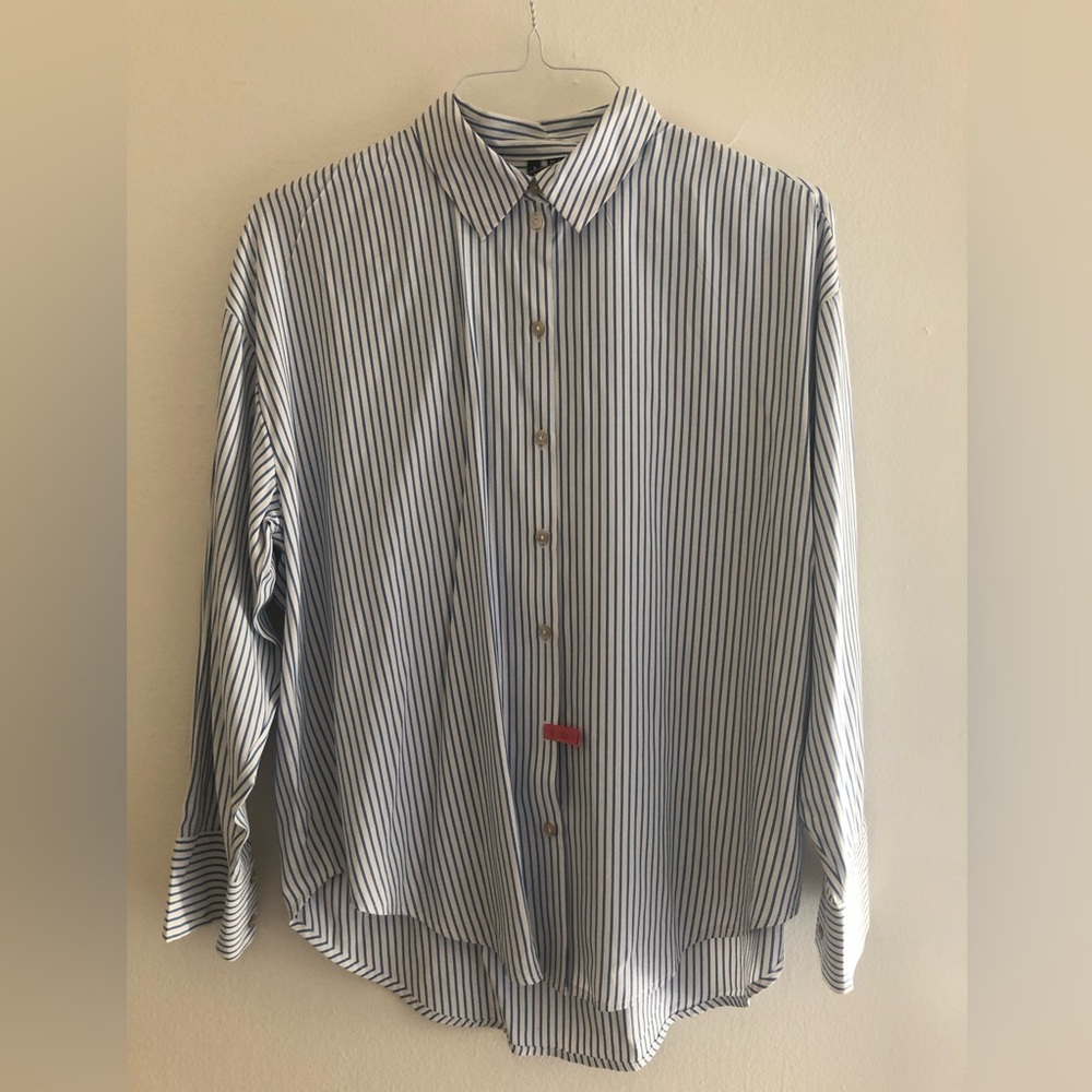 Vero Moda White Shirt with Blue Pinstripes